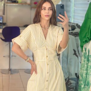 Sarı çizgili elbise